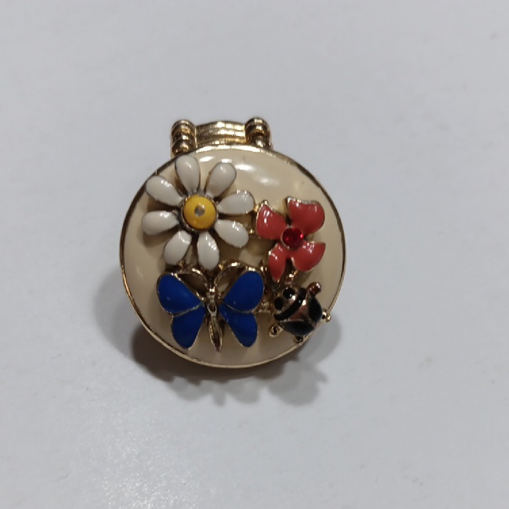 Vintage Flloral and Butterfly Enamel Ring